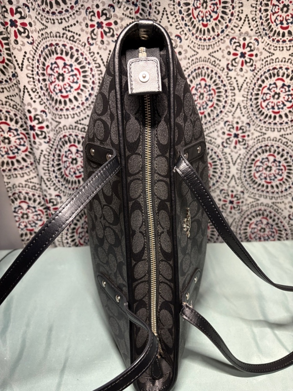 Coach Signature City Zip Tote - Black Smoke/Black F58292 - Picture 11 of 15